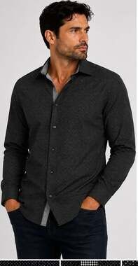 SOCIETY OF THREADS MEN XXL SLIM FIT BLACK WHITE DOT 4-WAY STRETCH SHIRT